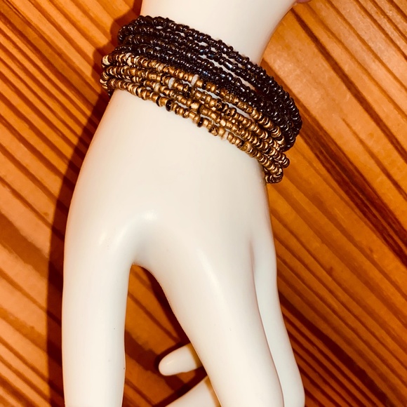 TWO PIECE BRACELET SET -- INDIAN BEADS - Picture 1 of 4